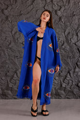 Navy Blue Evil Eye Robe - Handmade