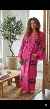 Pink Evil Eye Robe - Handmade