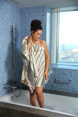 Z Crem and Black Bath Towel- Blanket - Beach Towel