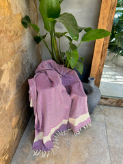 Diamond Design Turkish Beach and Bath Towel (Purple Color)