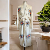 Handmade Turkish Cotton+Bamboo+Muslin Robe - Kimono with Evil Eye