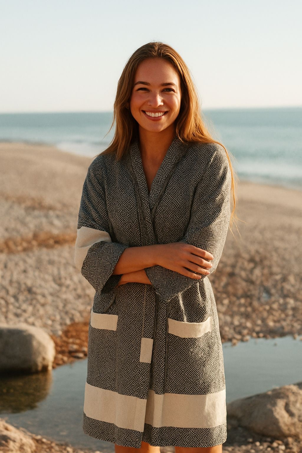 Unisex - Diamond design, Organic Turkish Cotton Robe