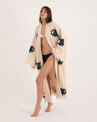 Nazar Evil Eye Print Long Kimono Robe - Kaftan Kimono