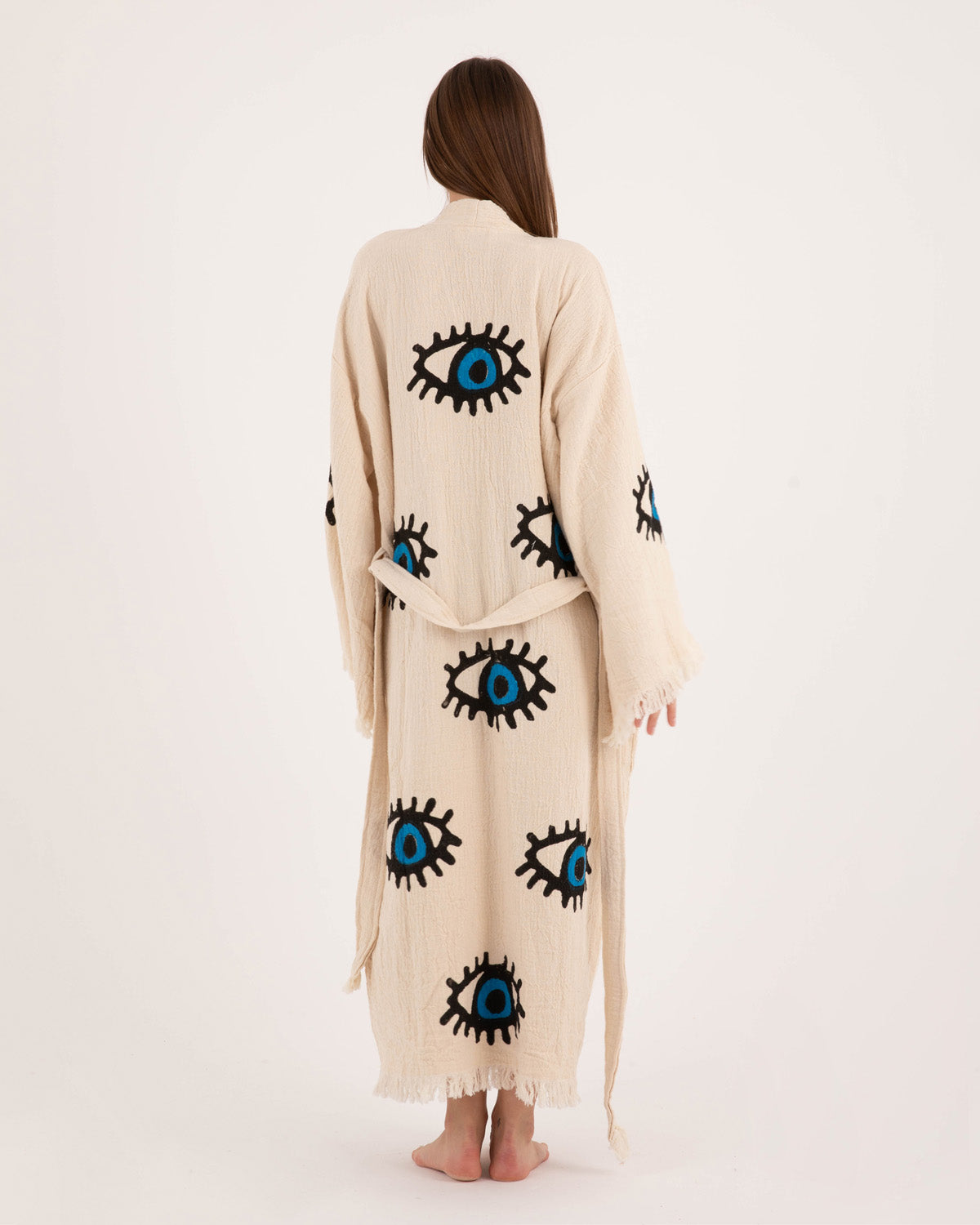 Nazar Evil Eye Print Long Kimono Robe - Kaftan Kimono