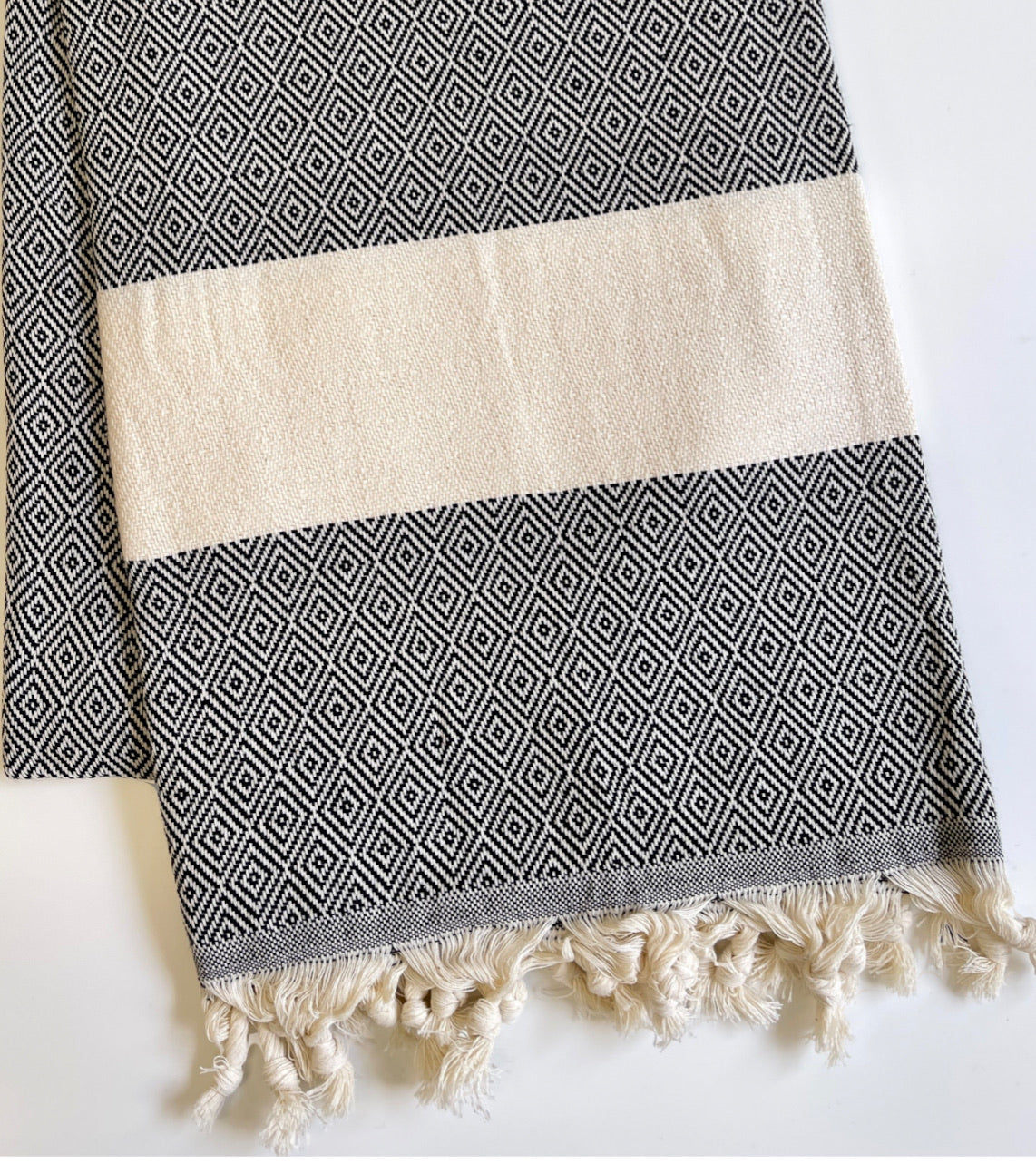 Diamond Design Turkish Beach and Bath Towel (Black Color)