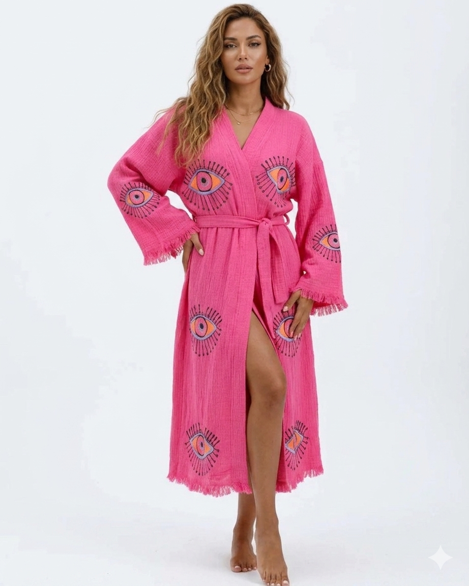 Pink Evil Eye Robe - Handmade