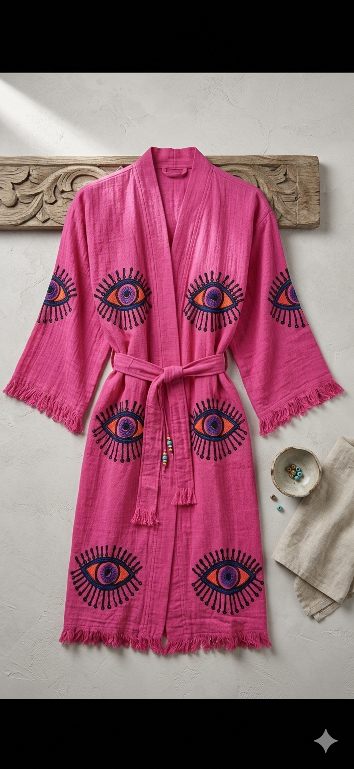 Pink Evil Eye Robe - Handmade