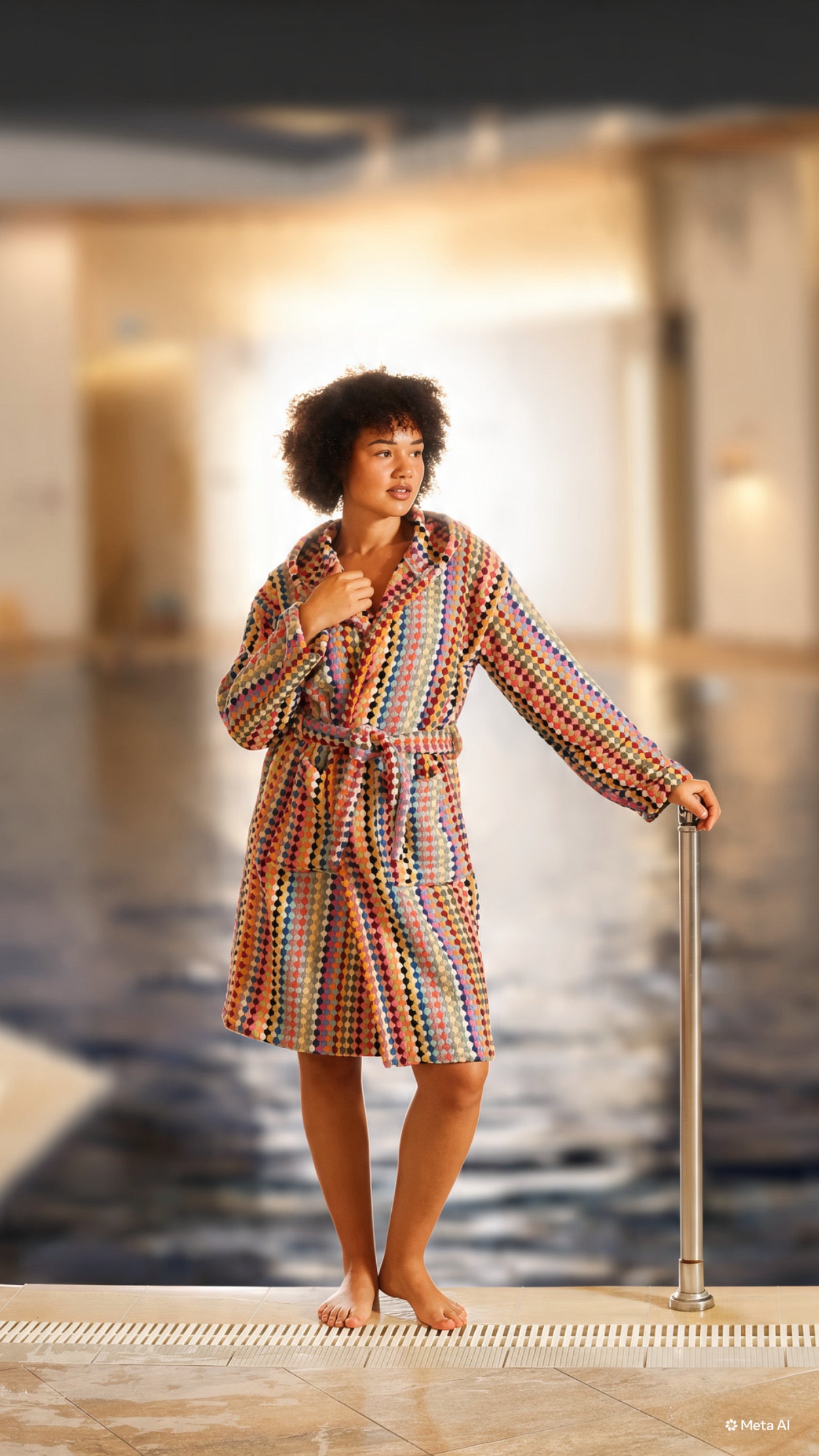 Terry Rainbow Pom Pom Robe