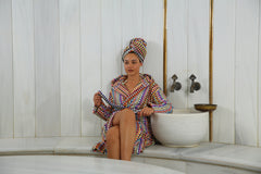 Terry Rainbow Pom Pom Robe
