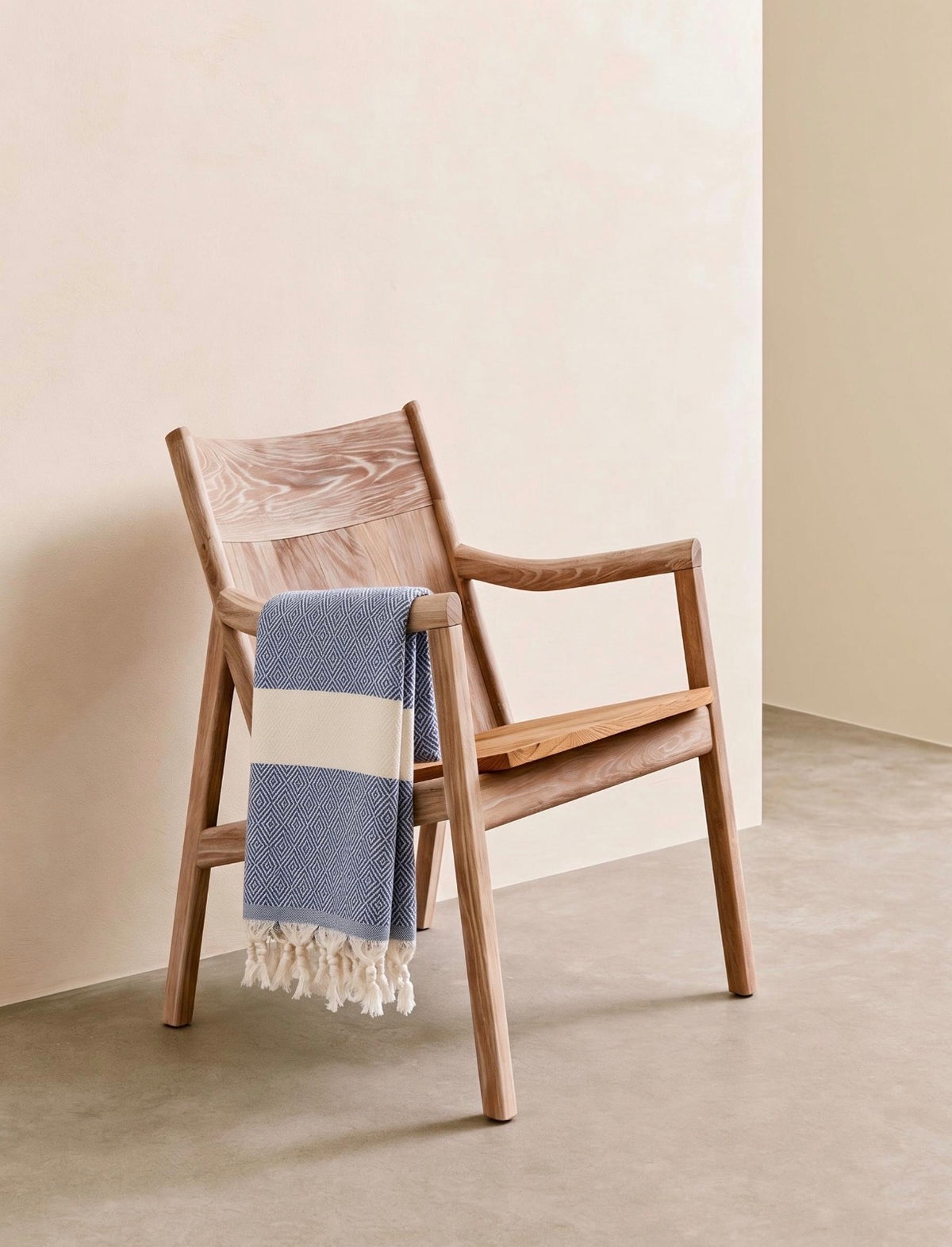 Diamond Design, Organic Cotton Bath Towel (Navy Blue)