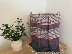 Zig-Zag Design, Organic Cotton Turkish Towel (Burgundy)