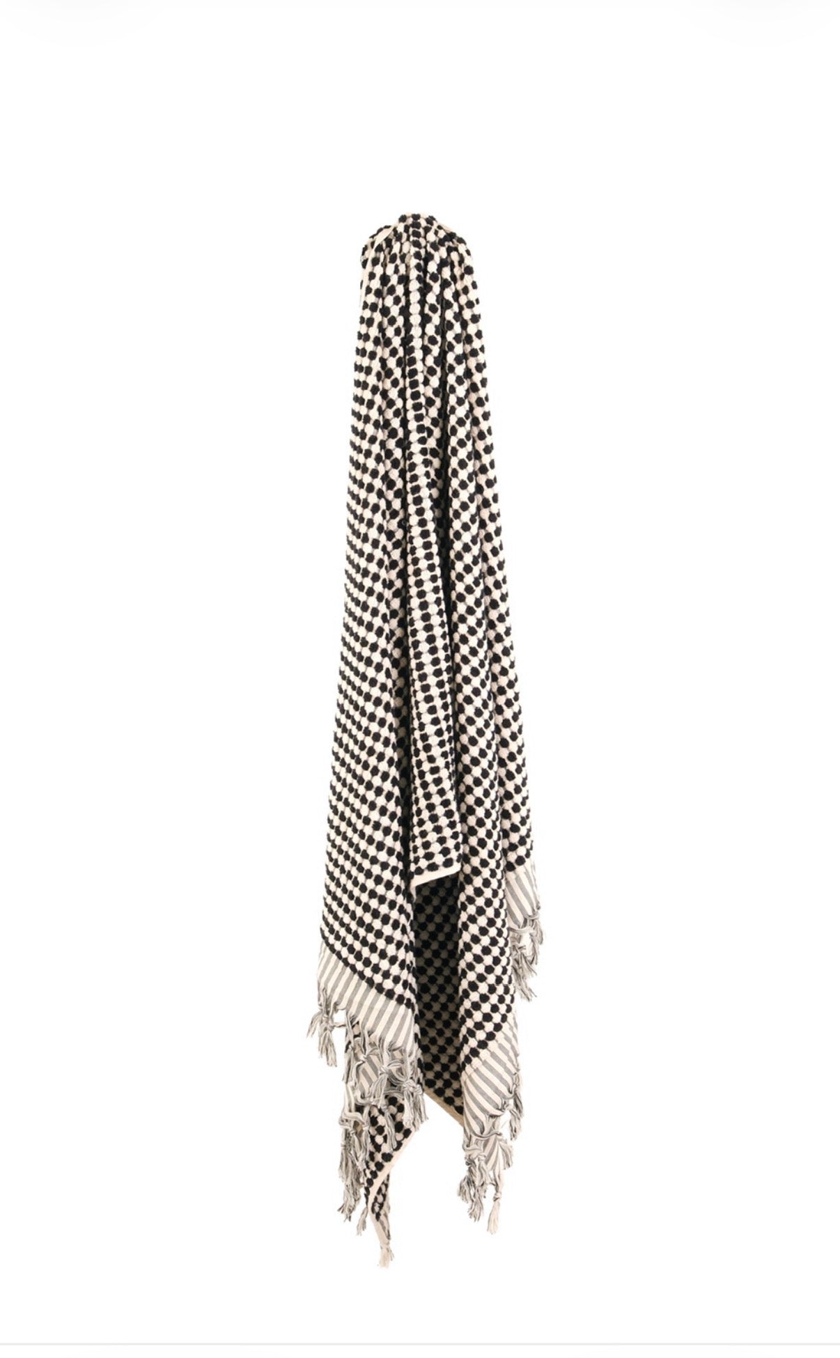 Luma Handwoven Black and White Pom Pom Terry Towel
