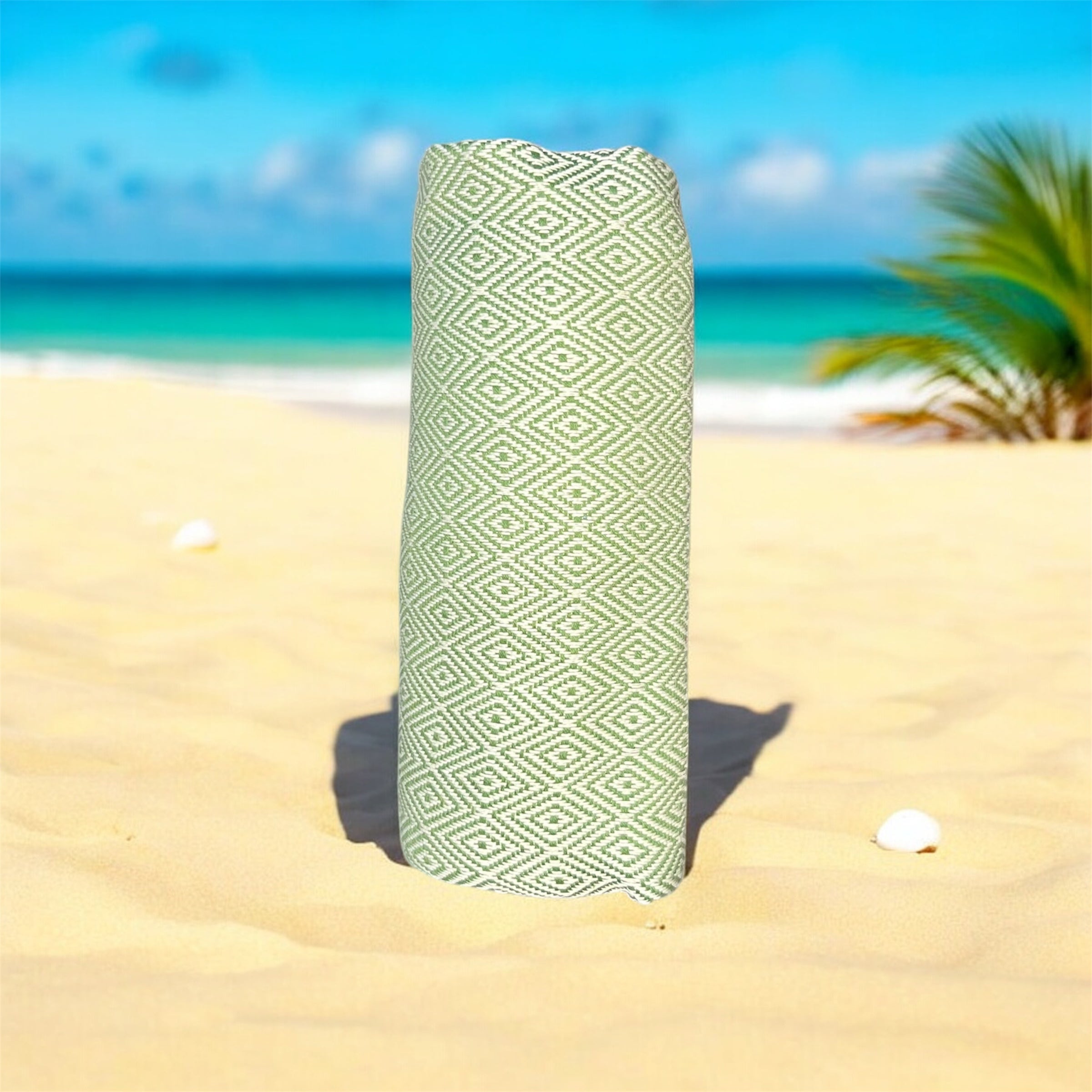Diamond Design Green Color , Turkish Towels and Blankets