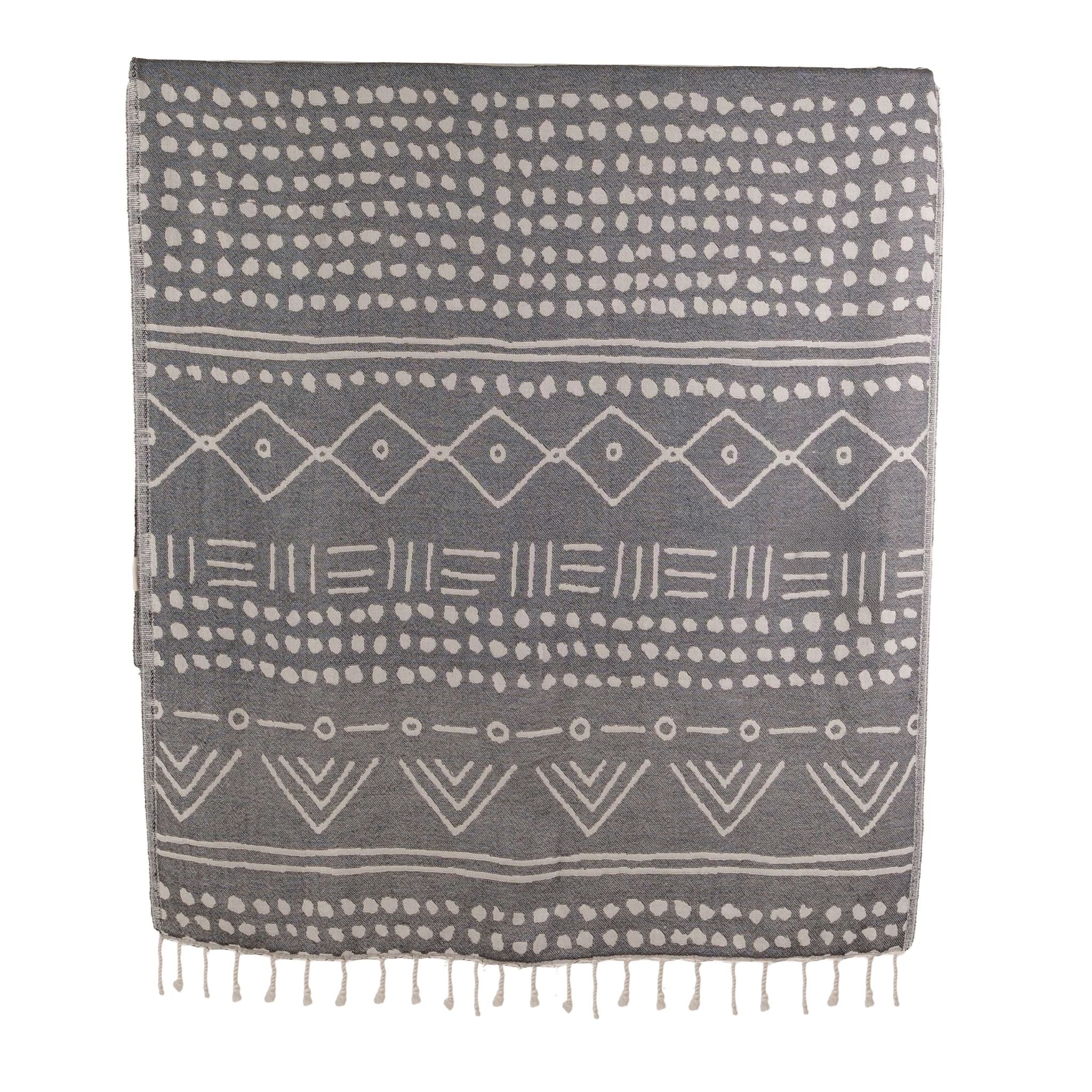 Ethnic Neutral Design Turkish Beach and Bath Towel (Black Color)