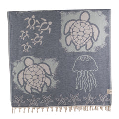 Sea Turtle Design Turkish Beach Towel