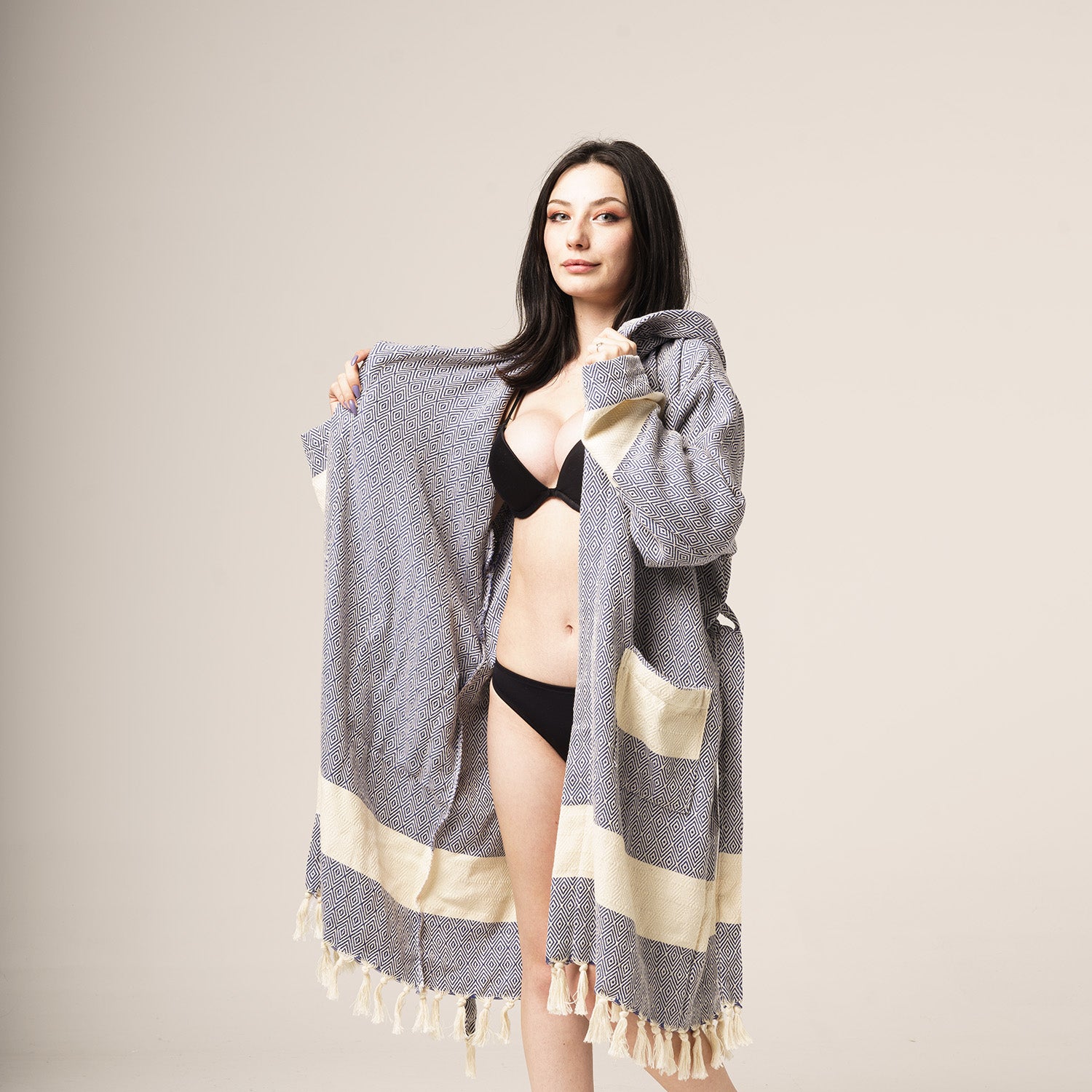 Unisex - Diamond design, Organic Turkish Cotton Robe