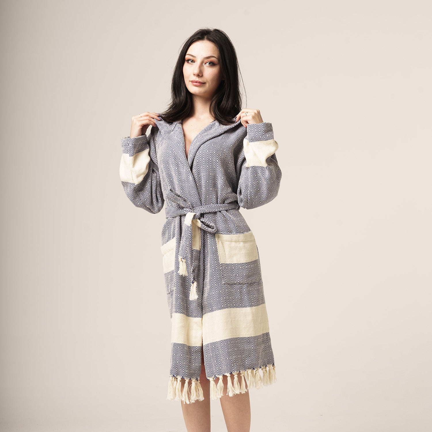 Unisex - Diamond design, Organic Turkish Cotton Robe